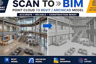 convert point cloud e57 scan matterport to revit archicad bim model or drawings