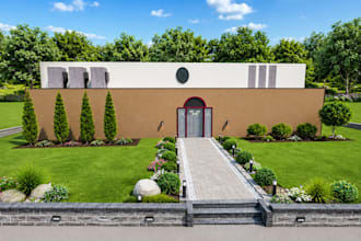 design a realistic 3d landscape, front yard, backyard, and garden design