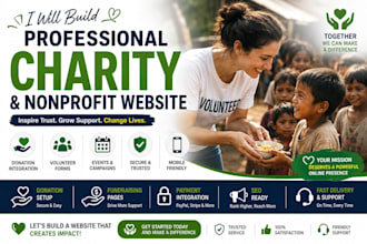 build nonprofit website, 501c3 charity author  website, donation, fundraising
