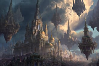 illustrate detailed fantasy cityscapes