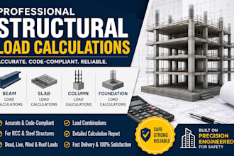 do structural load calculations for beams, slabs, columns, and foundation