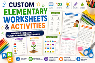 develop custom elementary education worksheets and printables