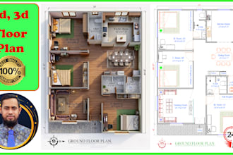 create architectural 2d floor, 3d floor plan