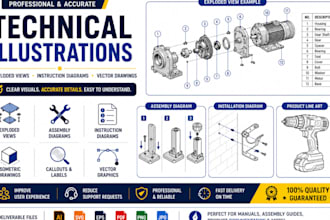 create technical illustrations, intruction diagrams and exploded views