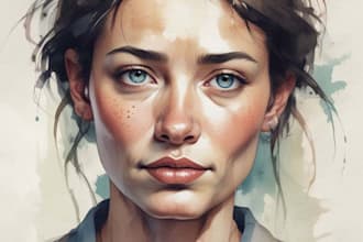 draw a sketchy watercolor portrait, no ai