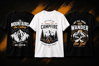 create unique adventure t shirt design for print on demand