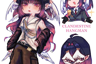 draw semi realism chibi characters