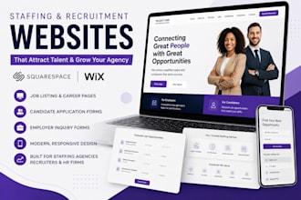 build staffing agency recruitment website wix squarespace job listing website