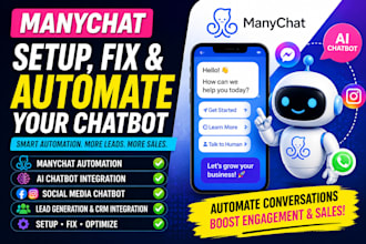 setup fix manychat automation manychat social media ai chatbot automation