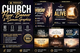 make premium church flyer, banner, and sermon graphics