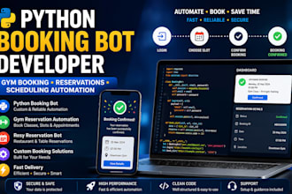 develop python gym booking bot, resy reservation bot, auto booking bot, notify