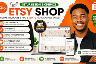 setup etsy shop design etsy digital product etsy pod seo to rank etsy listing