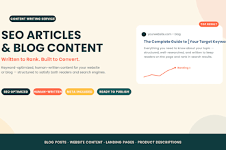 be your monthly SEO blog content writer for up to 30 posts