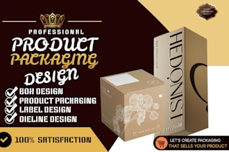 design product packaging, label design, box packaging, dieline and 3dmockup