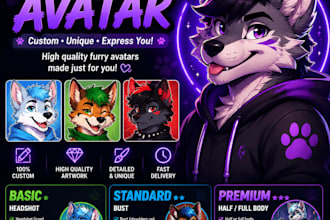 do 3d furry vrchat avat model for vtuber, anime, 3d rigging or vroid avatar nsfw