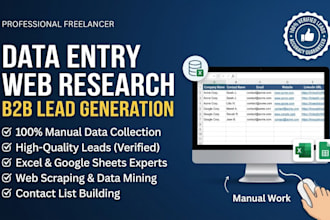 do web research, data entry, and b2b lead generation