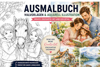 aquarell malvorlagen ausmalbuch design kinder malbuch aquarell illustration