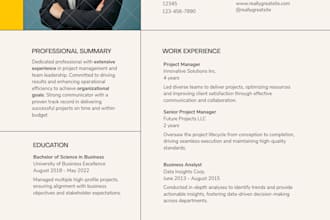 write a professional resume and CV for you