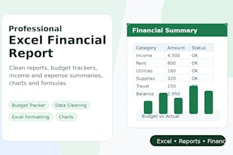 create excel financial reports, budget trackers and dashboards