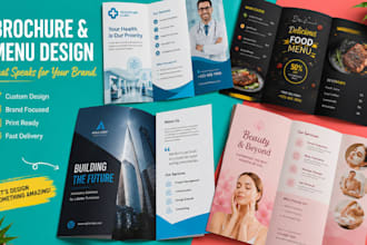 design a digital brochure or restaurant menu flyer for marketing web and social