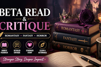 beta read and critique romantasy, fantasy, and horror as an alpha beta reader