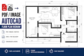 redraw your floor plan in autocad from PDF or image