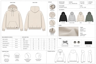 create production ready fashion clothing tech pack with flat sketch