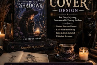 design a cozy mystery or paranormal cozy book cover for KDP