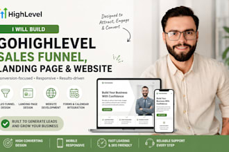 build gohighlevel sales funnel landing page and business website