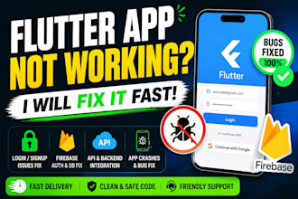fix or setup flutter firebase authentication, login, signup, backend integration
