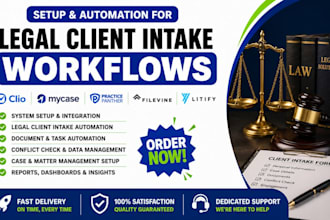 setup clio mycase practicepanther filevine litify legal client intake workflows