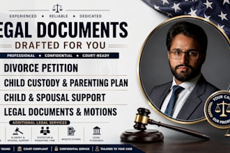 draft divorce petition child custody parenting plan and support legal document