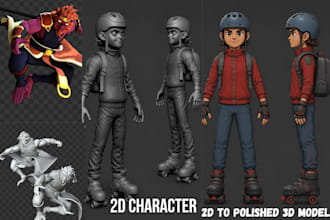 convert 2d to 3d character model 3d status printable stl 3mf model for 3d print
