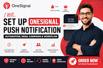 set up onesignal push notification automation email campaign and workflow