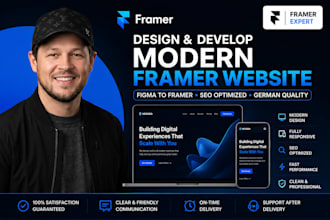 design and develop a modern german framer to figma website with SEO optimization