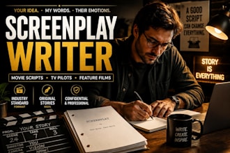 screenplay, professional movie script, tv pilot or feature film