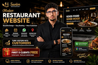 create a restaurant website with menu, booking and whatsapp