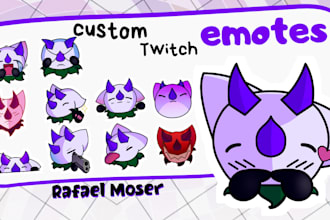 draw cute custom emotes for twitch, discord and youtube