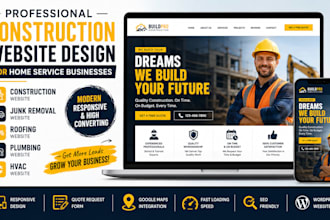 design construction website, junk removal, roofing, plumbing, hvac website