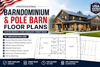 draw barndominium and pole barn floor plans drawing