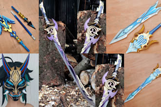 design custom cosplay weapon props masks for anime game movie and convention