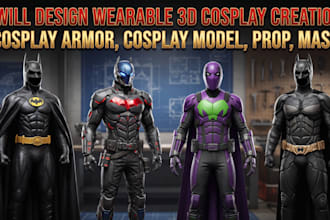 design wearable 3d cosplay creation, cosplay armor, cosplay model, prop, mask