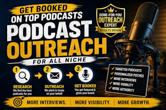 do targeted podcast outreach and book you as a guest on quality podcasts niche