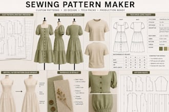 do sewing pattern making clothing pattern tech pack clo3d seamless pattern