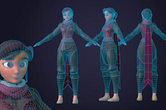 3d character model game character, game character, uv map sculpt, rig, animation