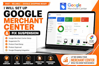 set up google merchant center and fix merchant center suspension