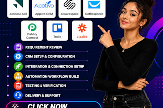 zendesk sell apptivo CRM squarespace getresponse pabbly connect trello zapier
