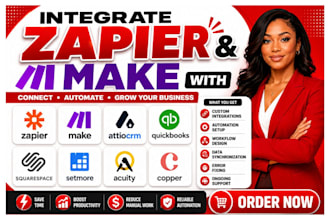 integrate zapier make with attiocrm quickbooks squarespace setmore acuity copper