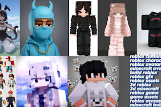create roblox avatar, clothing, accessories, minecraft skin and game assets