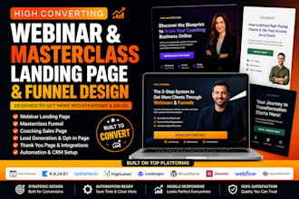 design webinar landing page, masterclass funnel, coaching sales page